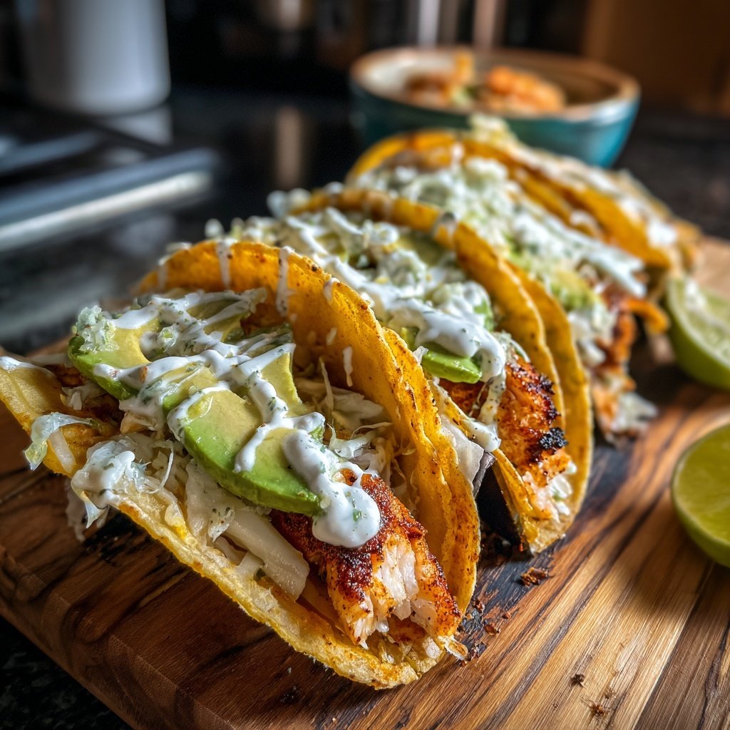 Fish Tacos with Lime Crema