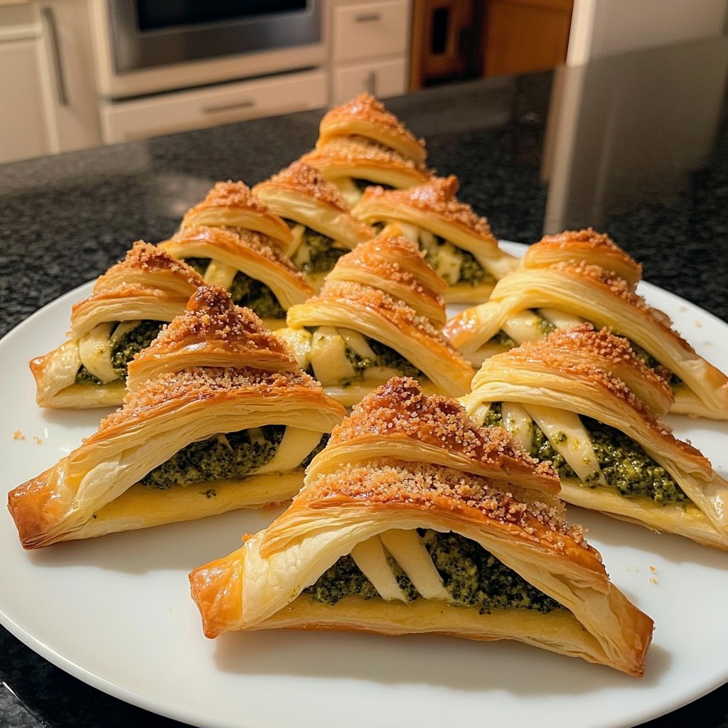 Puff Pastry Christmas Trees with Pesto and Cheese