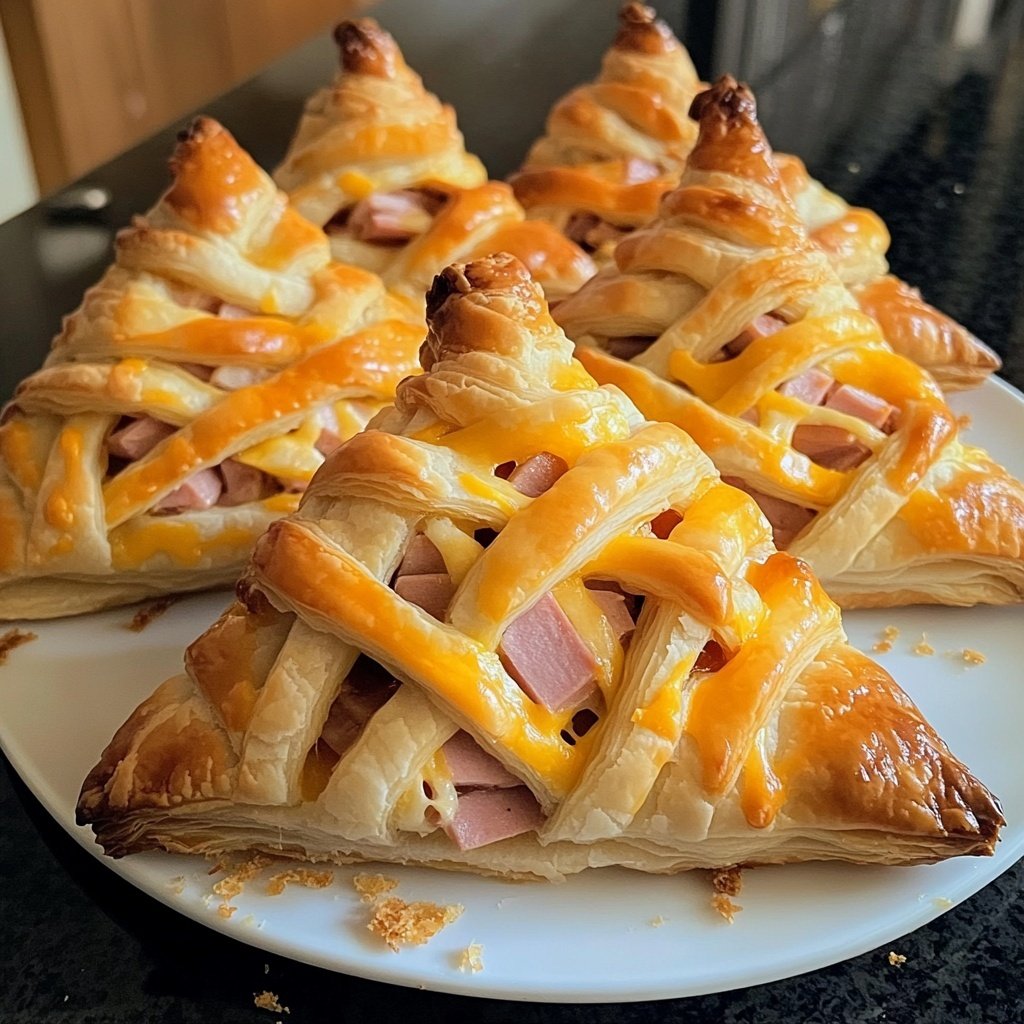 Ham & Cheese Puff Pastry Christmas Trees
