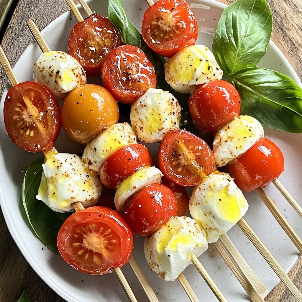 Simple Caprese Cherry Tomato Skewers