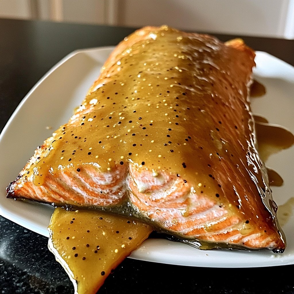 Honey Mustard Glazed Salmon Fillet from the Oven