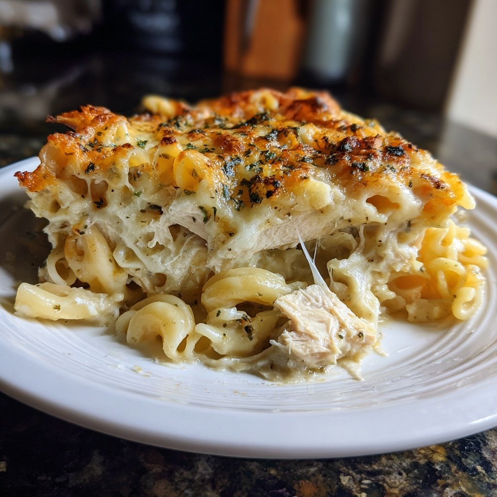 Chicken Alfredo Noodle Bake