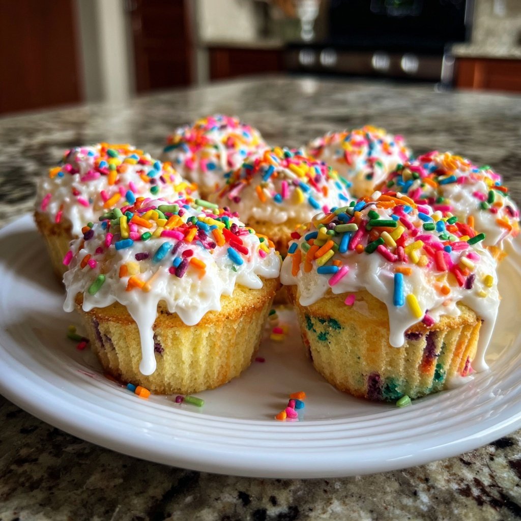 Rainbow Vanilla Sprinkle Cupcakes