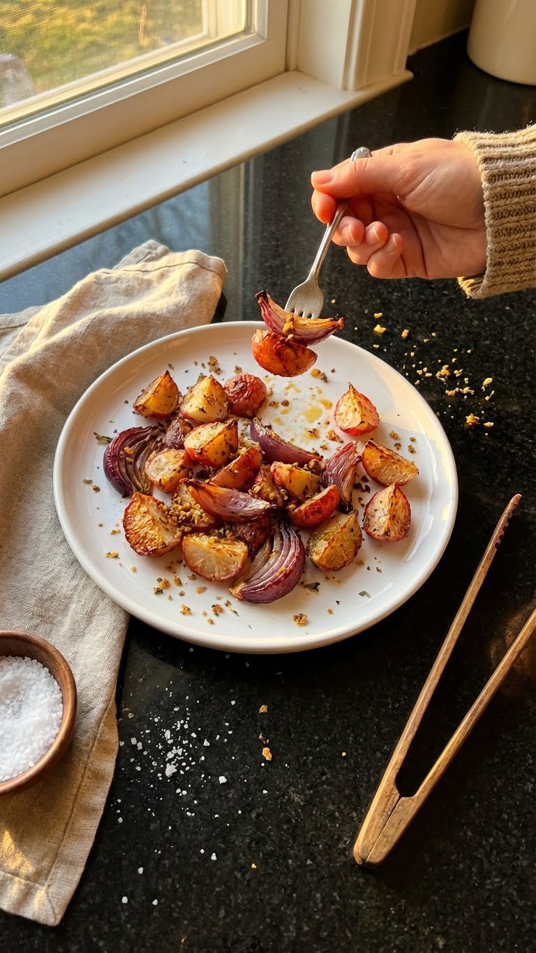 Roasted Radish and Onion Bites
