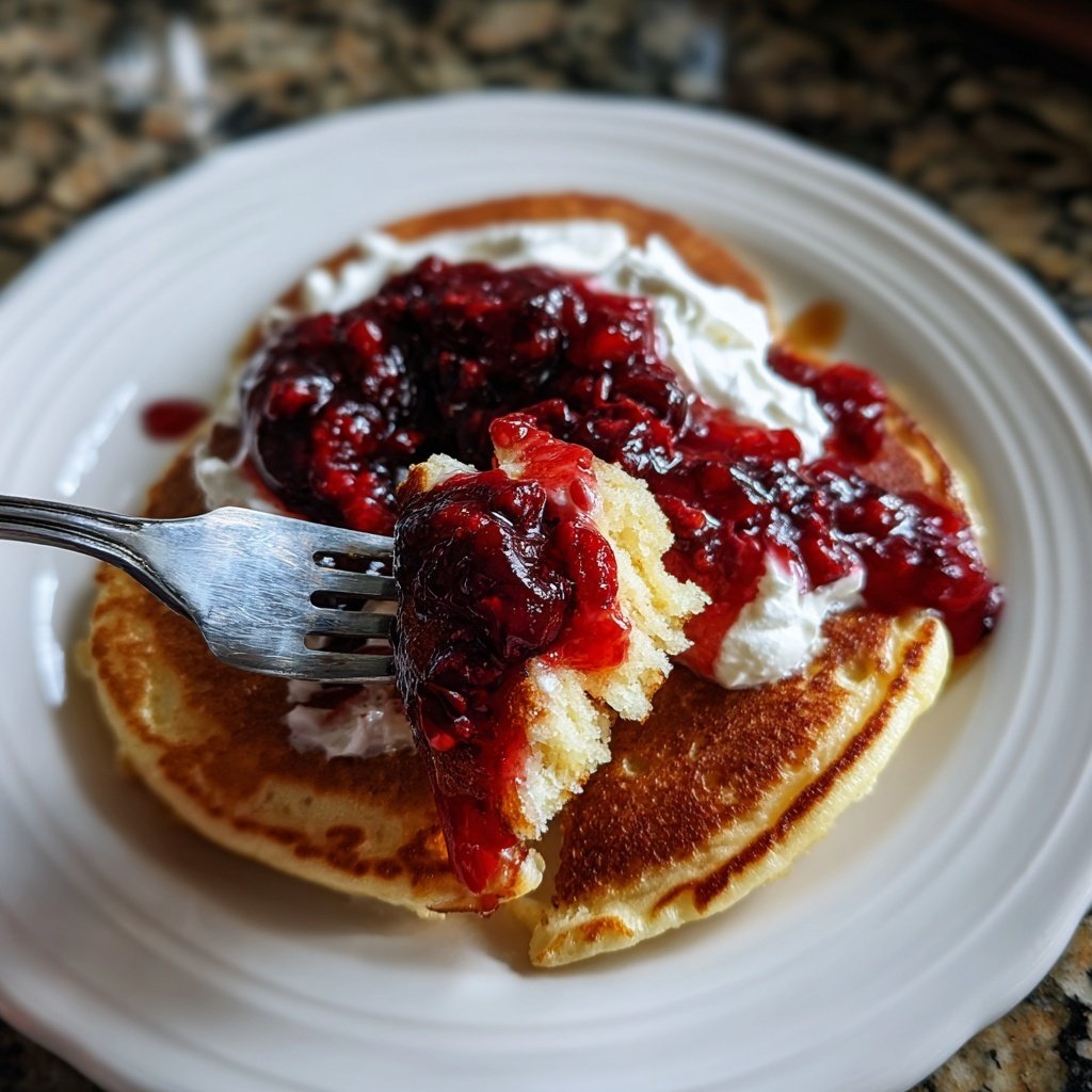 Ricotta Pancakes with Berry Compote and Mascarpone