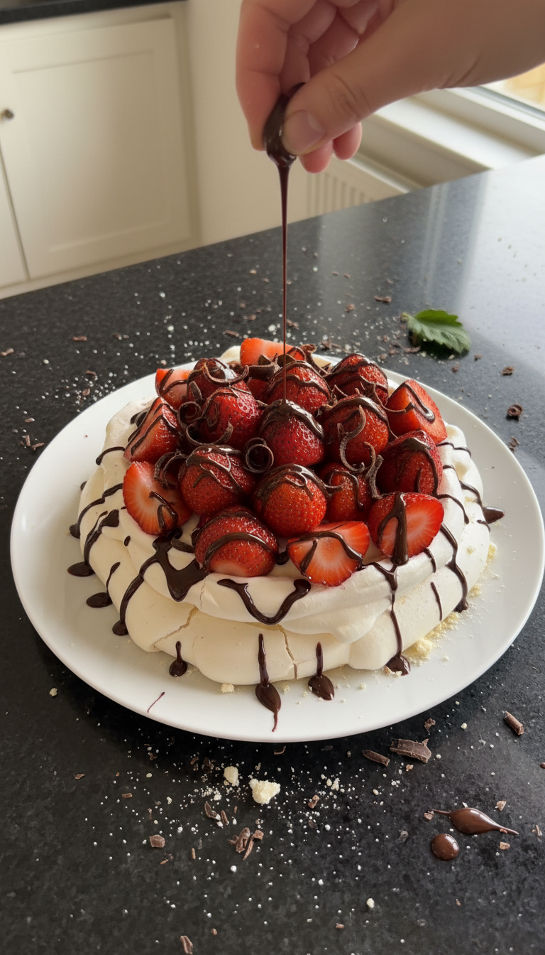 Chocolate Strawberry Pavlova