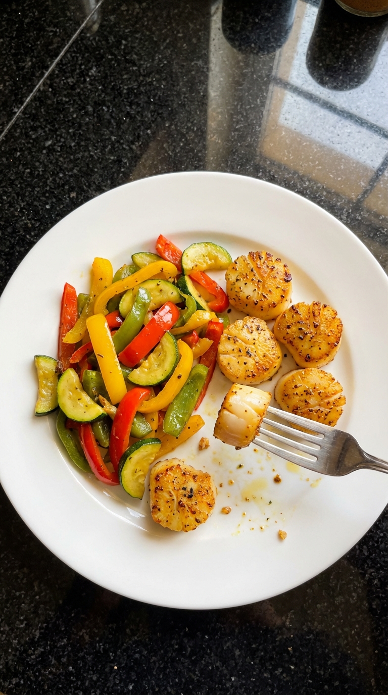Saffron Scallops with Vegetable Medley