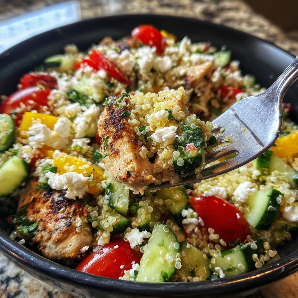Greek Chicken Red Quinoa Salad