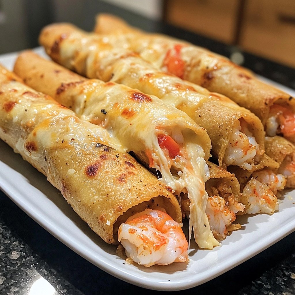 Crispy Crab And Shrimp Queso Taquitos