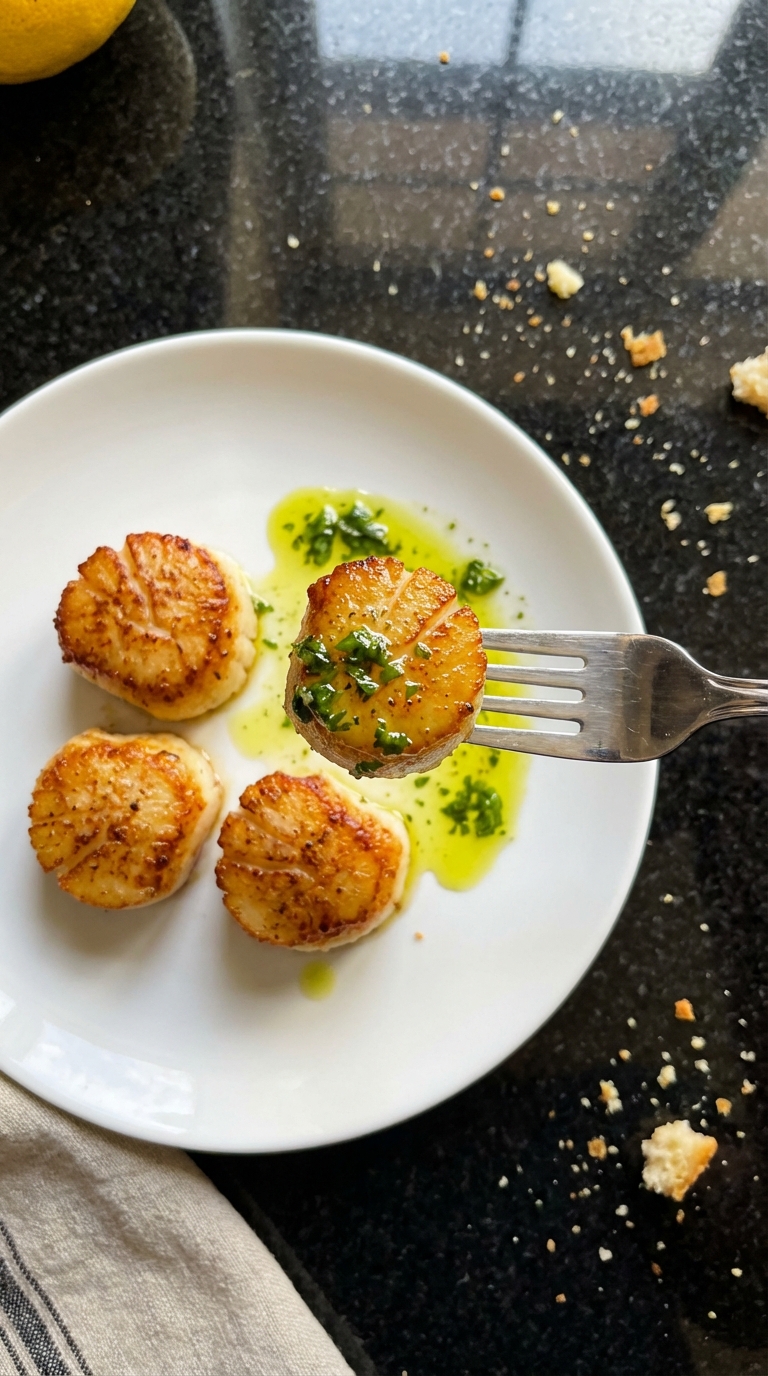 Scallops with Lemon Basil Oil